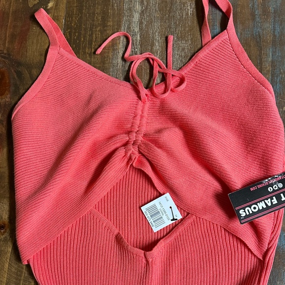 Coral knit Ribbed Bodycon Dress with peekaboo women’s Large NWT - Picture 2 of 8